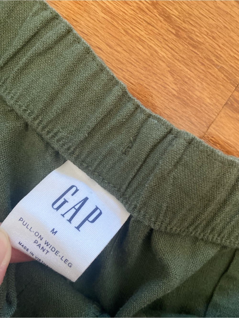 NWT GAP Olive Green Linen Blend Pull On High Rise Wide Leg Pants Med Casual Boho - Picture 8 of 14